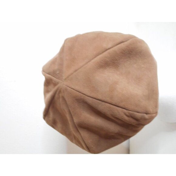 Brown Suede Leather Beret Hat One Size - Picture 4 of 6
